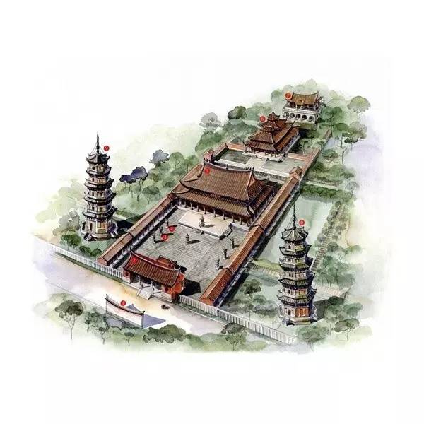 穿墙透壁,手绘中国古代经典古建筑
