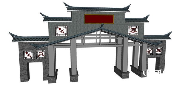 古典文化符号中式大门