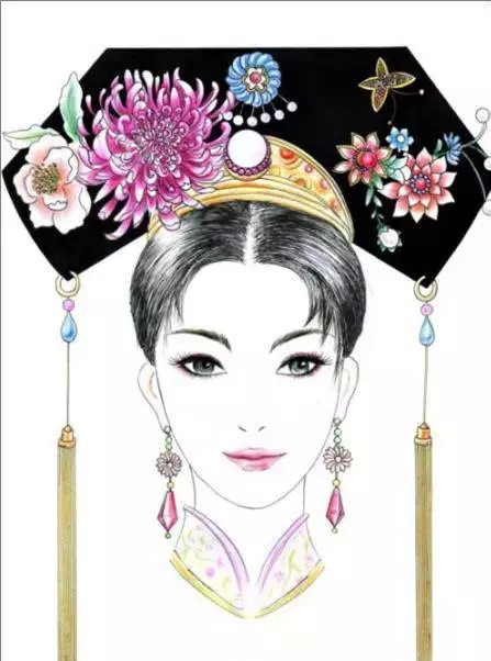 八款各朝代古装发型：一组手绘彩铅古装发型
