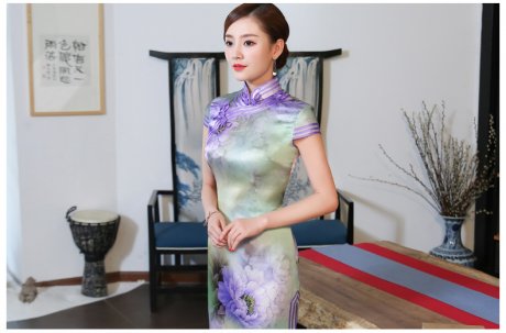 高贵紫清旗袍，唯美娇艳旗袍裙