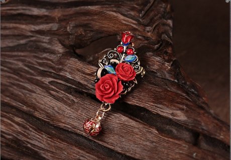 古典红艳玫瑰胸花胸针饰品
