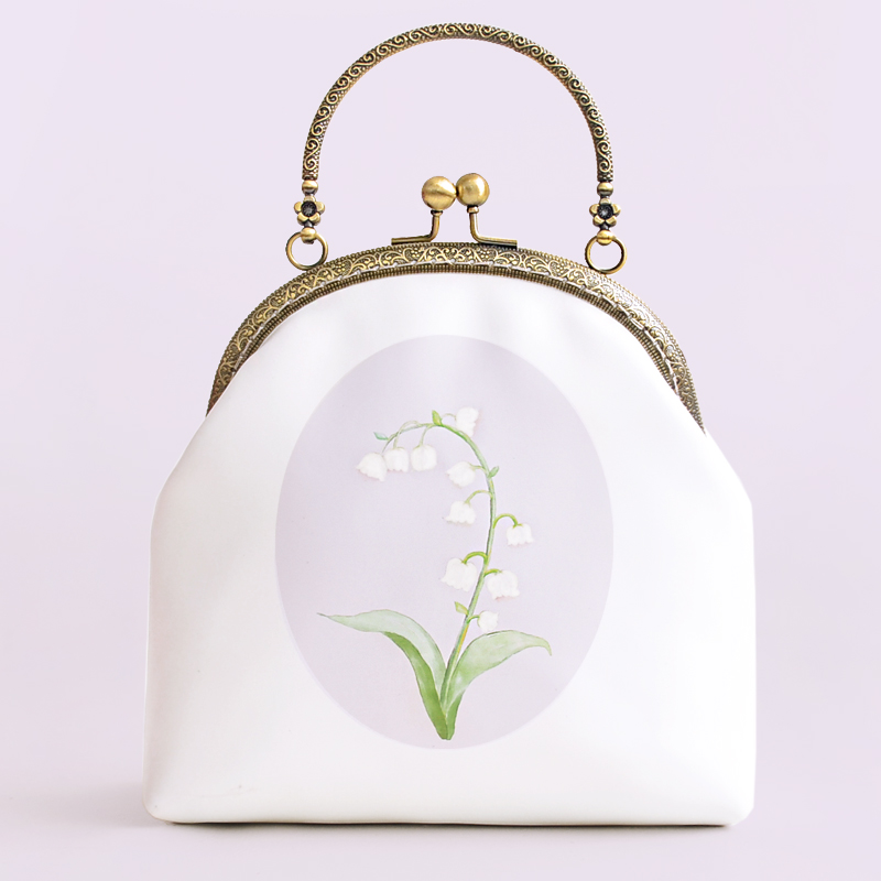 气质铃兰花手提包，唯美花朵手工包