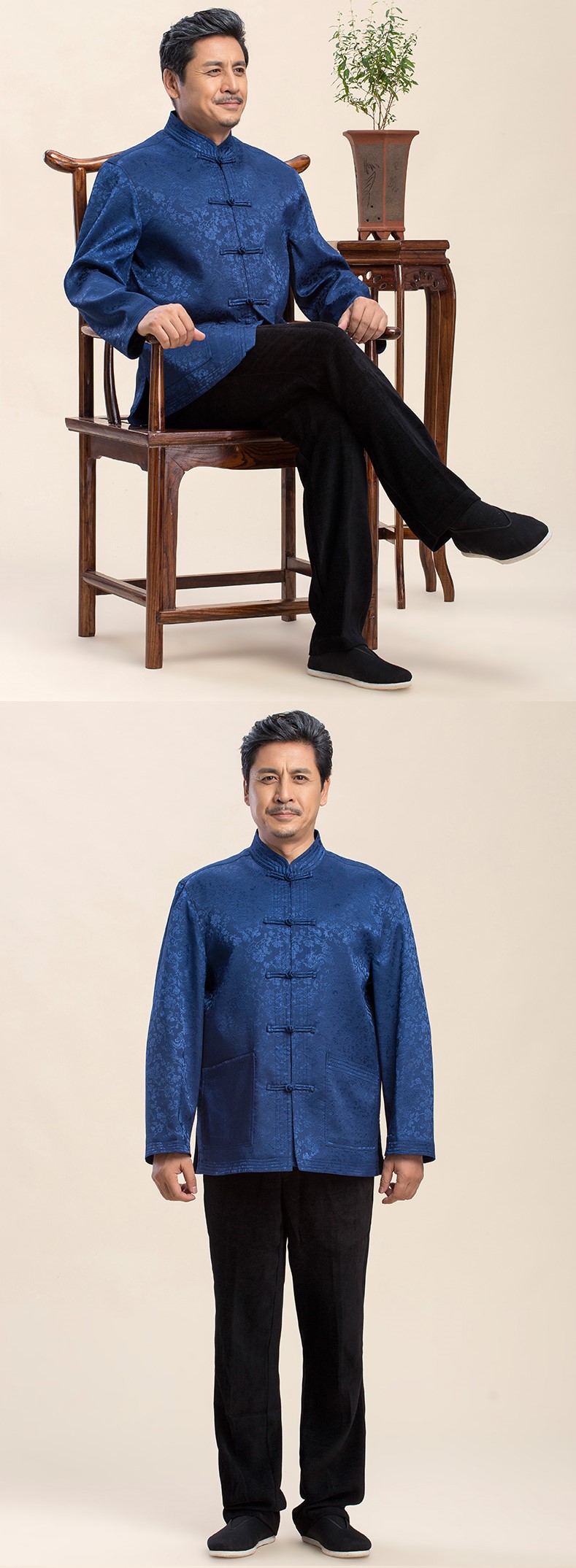 红色复古花纹唐装礼服外套男士唐装