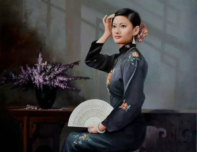 风情万种的油画旗袍女子！