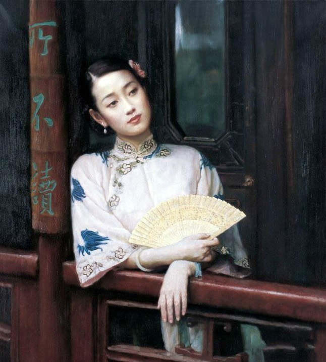风情万种的油画旗袍女子！