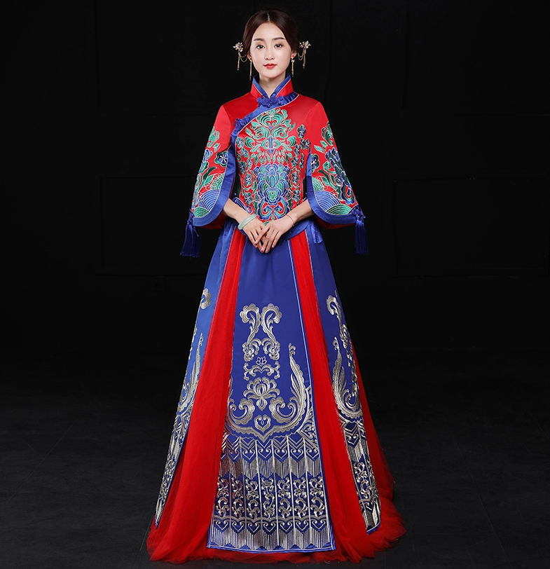 复古文艺中式礼服，中国风新娘结婚礼服