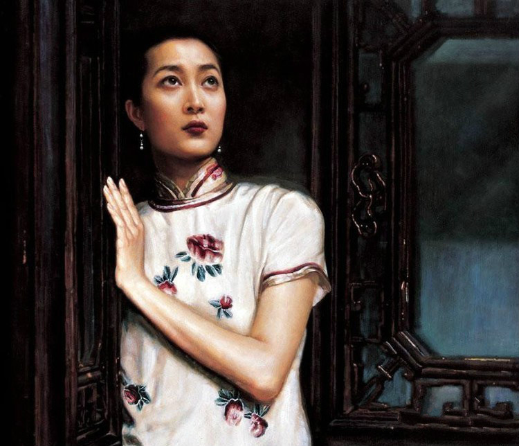 风情万种的油画旗袍女子！