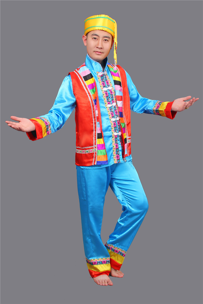 壮族服装男装表演服，少数民族服装