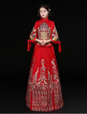 时尚中国风新娘礼服，结婚礼服中式礼服