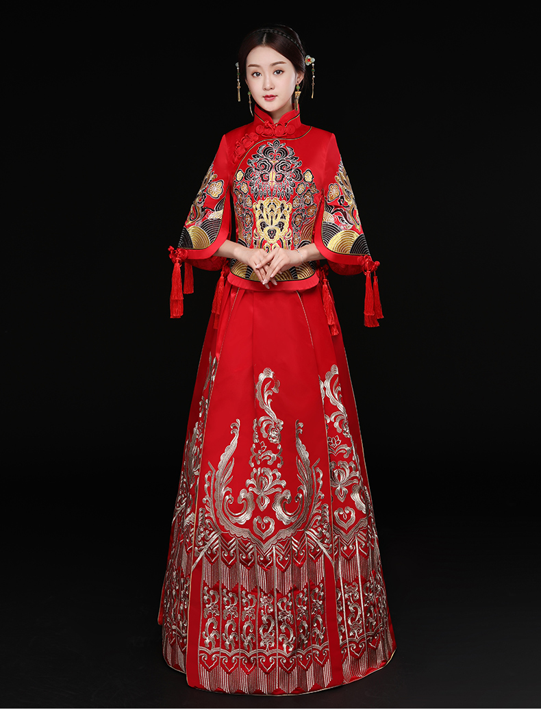 时尚中国风新娘礼服，结婚礼服中式礼服