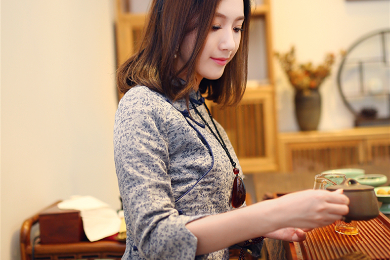 唐装上衣女秋装民国风棉茶服长袖