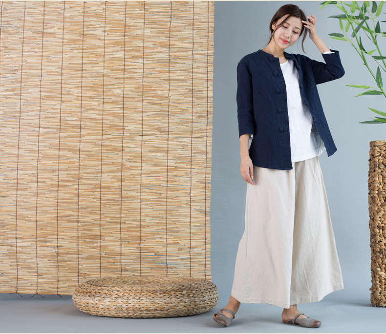 中国风唐装女外套七分袖中式茶服