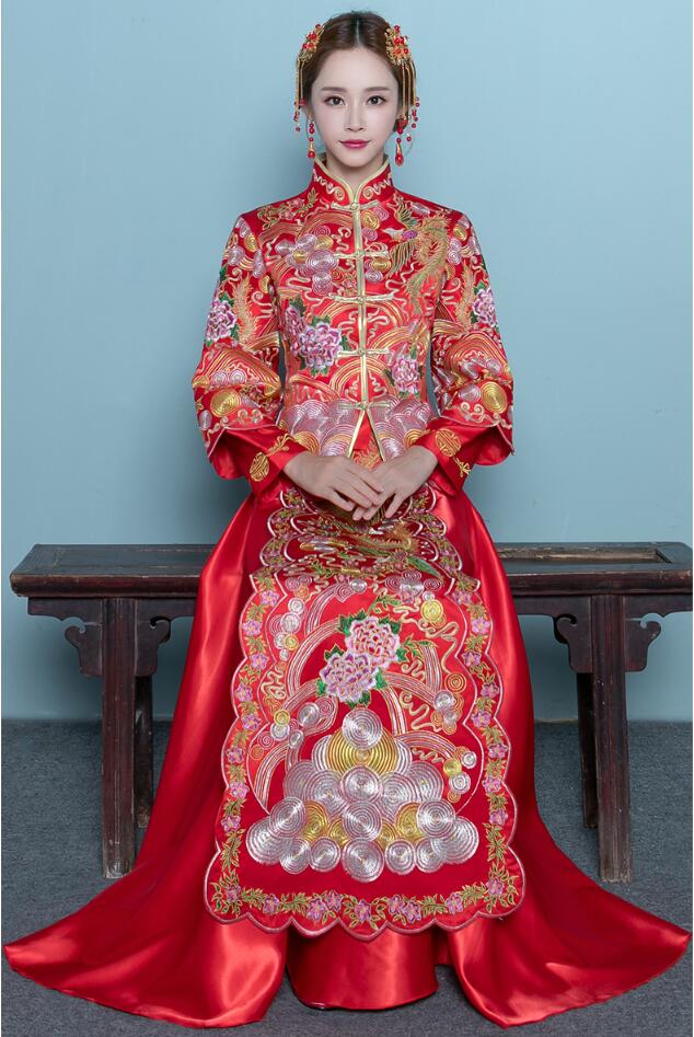 中国风刺绣旗袍嫁衣中式礼服