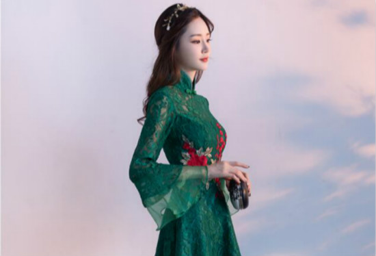 中国风盘扣苏绣印花中式礼服