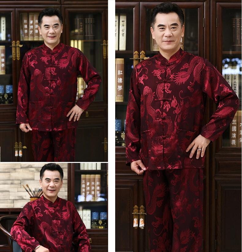 中老年唐装男士长袖套装