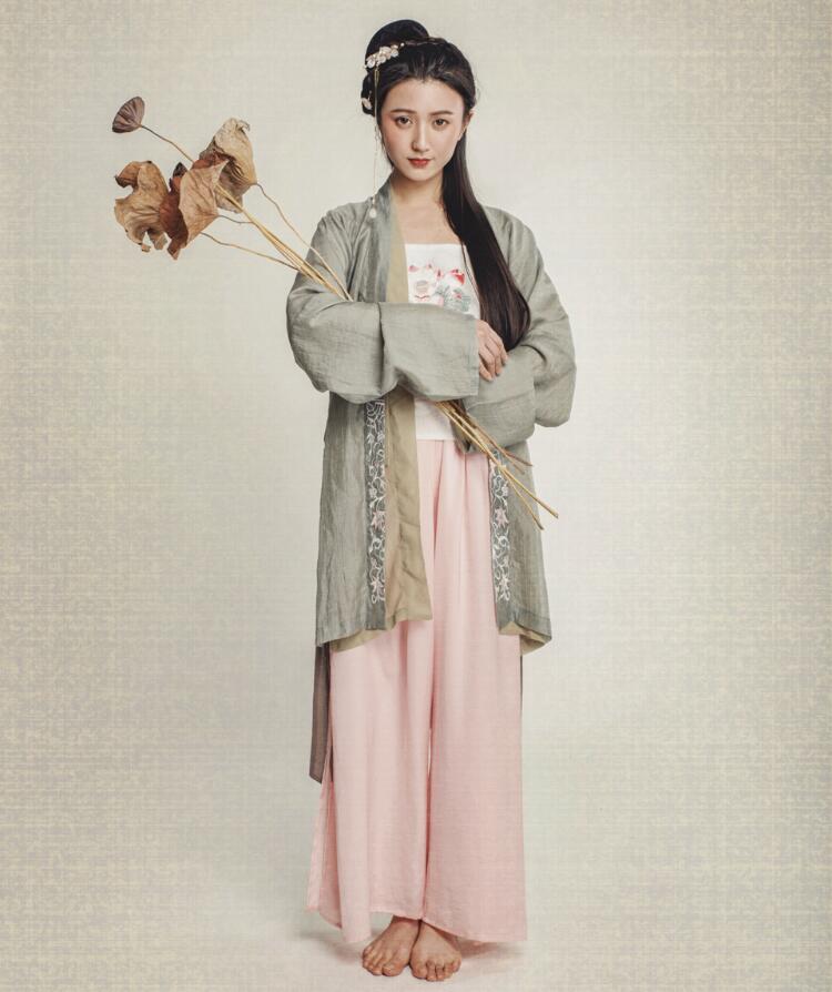 宋制刺绣褙子 汉服美女