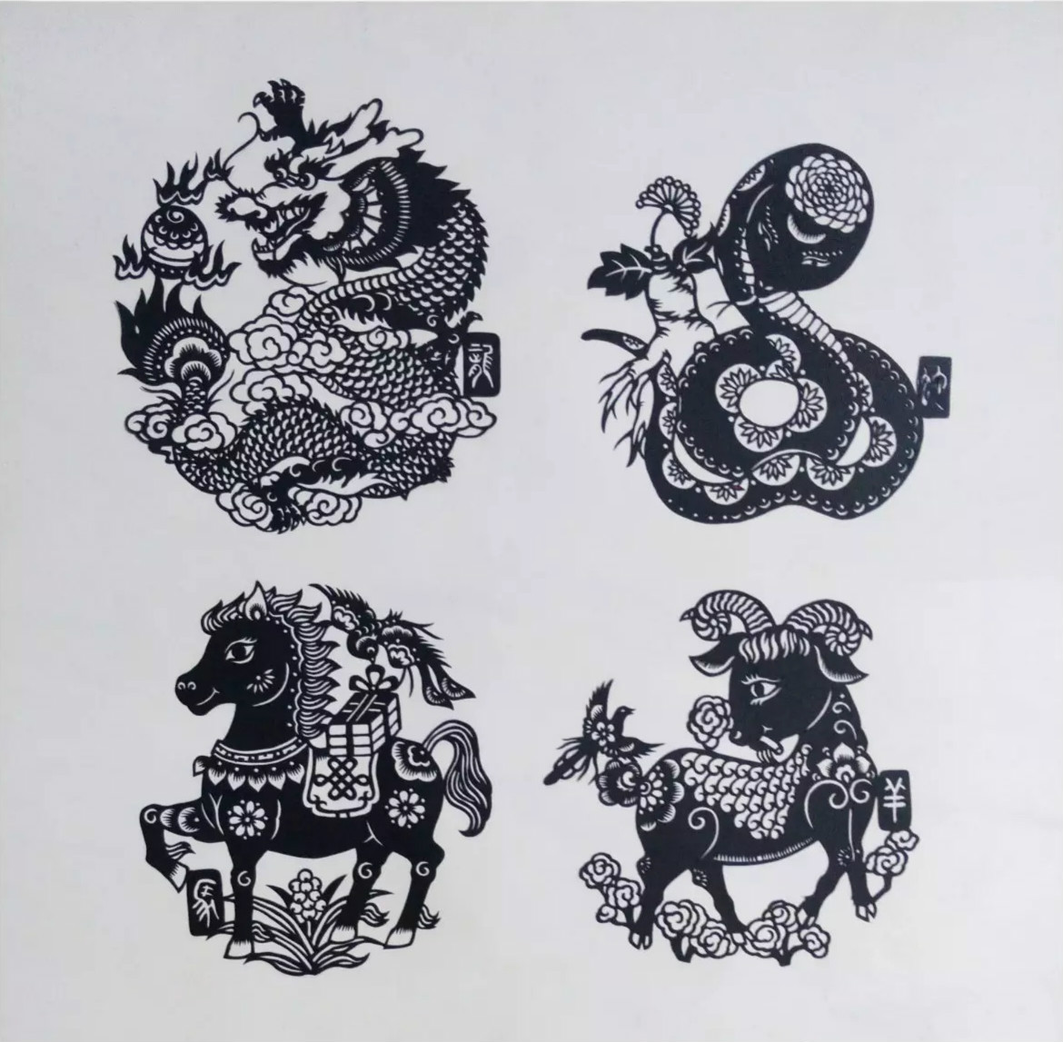吉祥十二生肖剪纸图片，薛娜剪纸作品欣赏