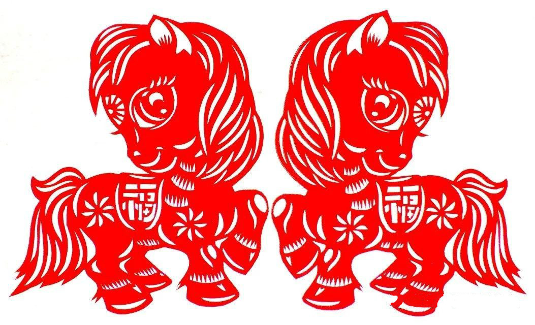 活泼可爱的小马驹剪纸图集(25张)，孙立峰作品