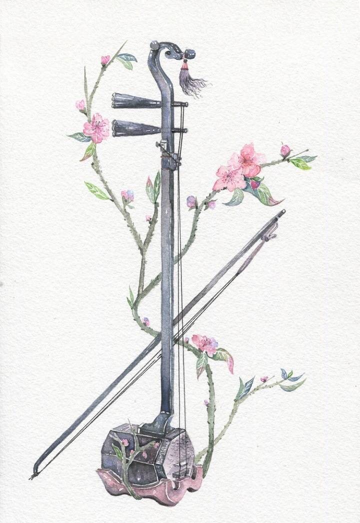 9款唯美古风图片：一组古风乐器插画！