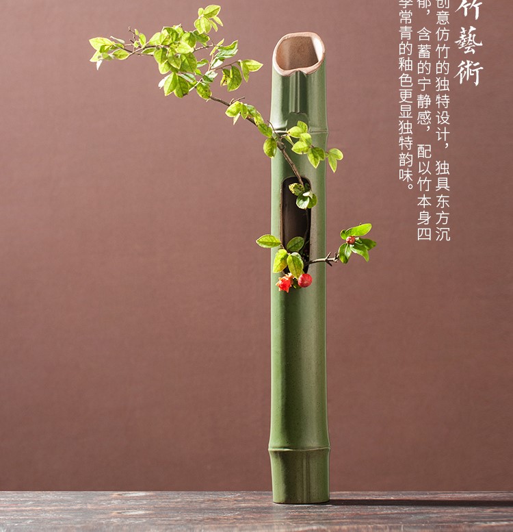 创意仿竹壁挂花器花艺，禅意中式插花