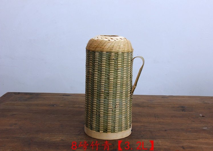 手工编织复古竹编暖水壶工艺品