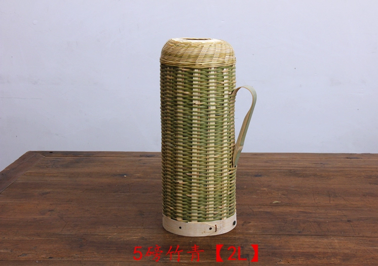 手工编织复古竹编暖水壶工艺品
