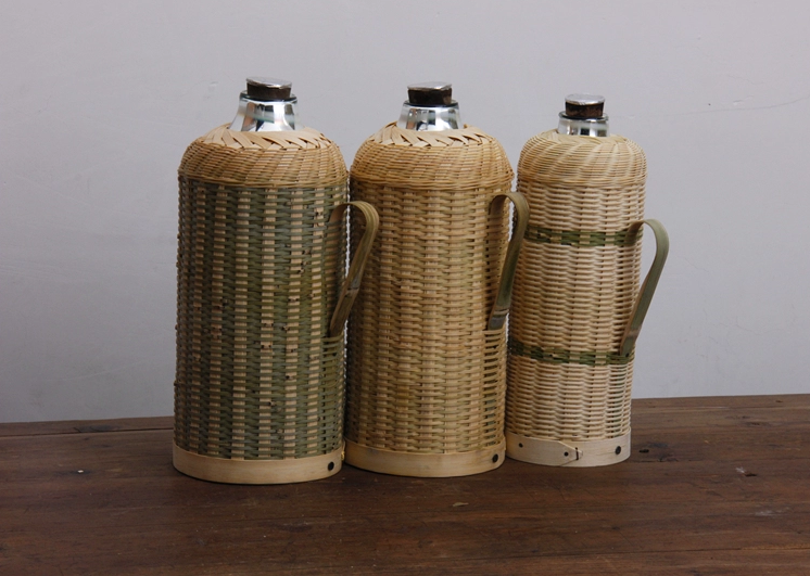 手工编织复古竹编暖水壶工艺品