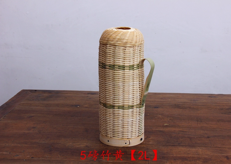 手工编织复古竹编暖水壶工艺品