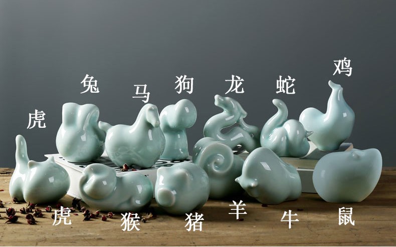 极简抽象化十二生肖陶瓷工艺品摆件