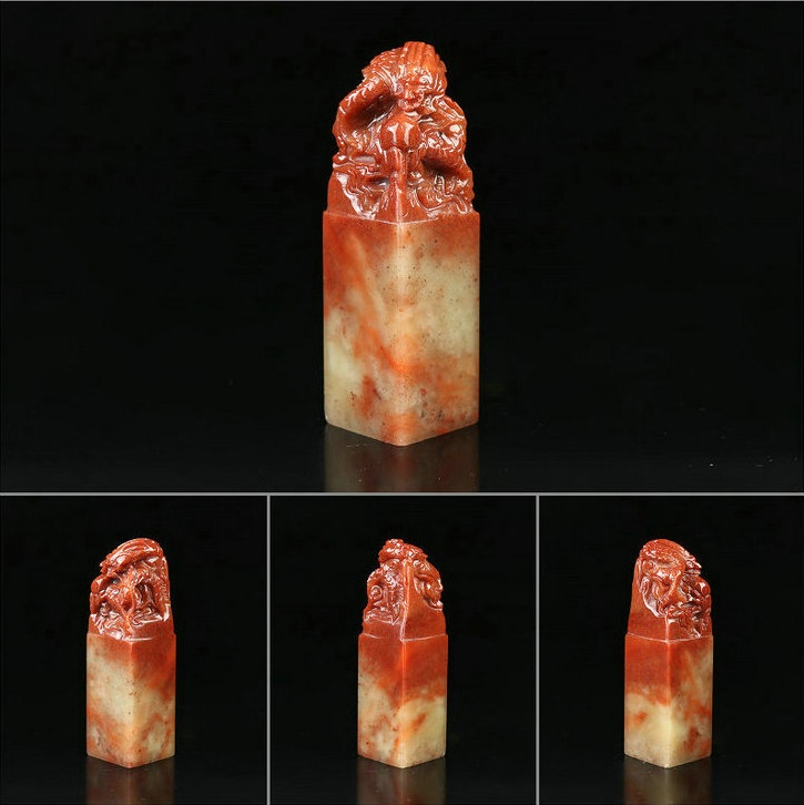龙戏珠寿山石印章，独具匠心印章图片