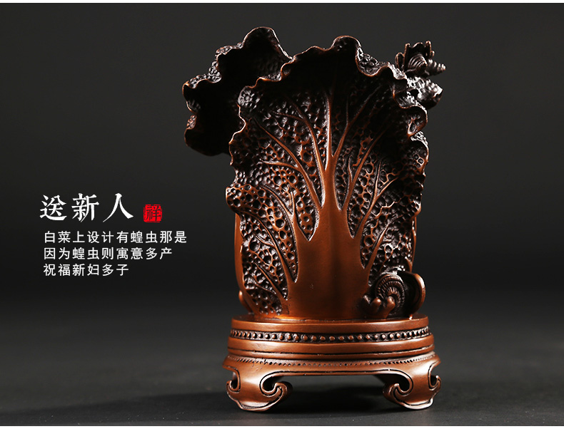 仿古百财聚来笔筒，招财文房四宝摆件
