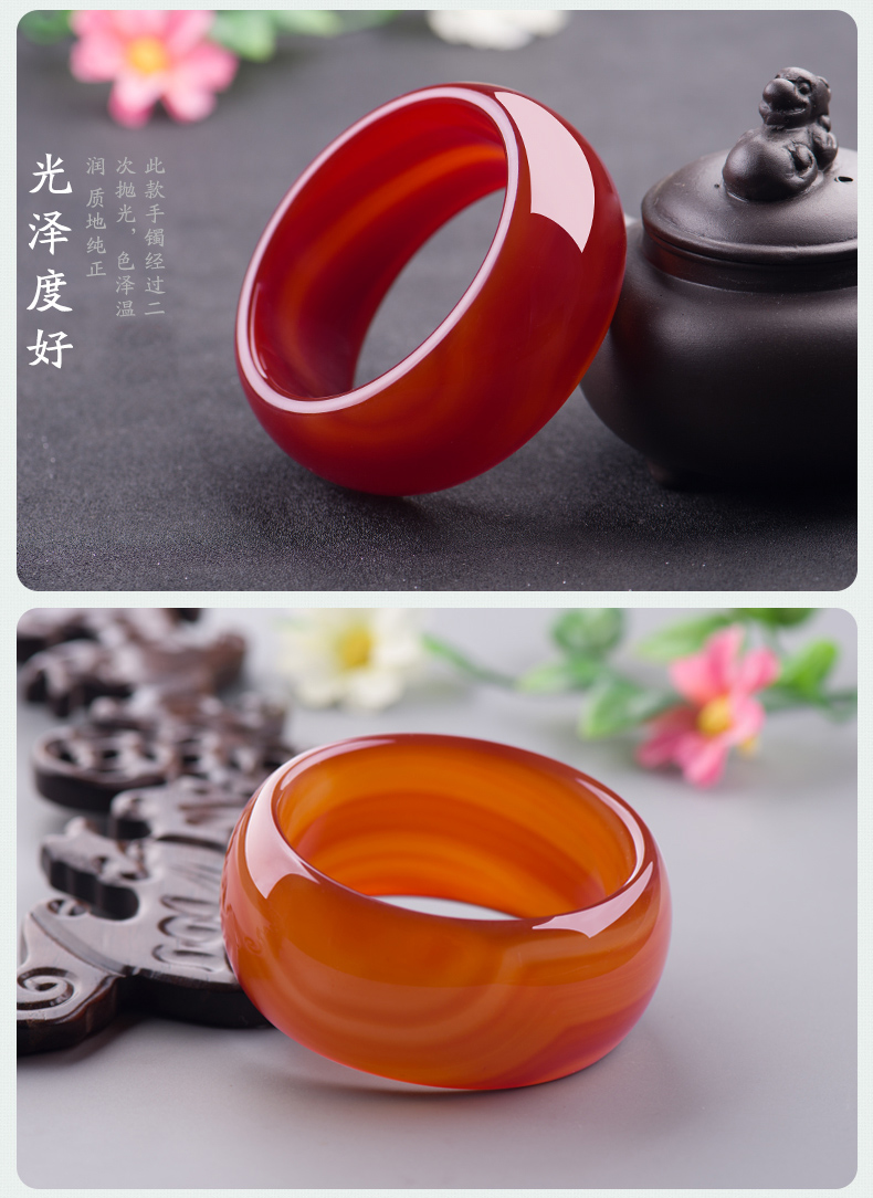 波西米亚风复古红玛瑙水晶玛瑙玉镯