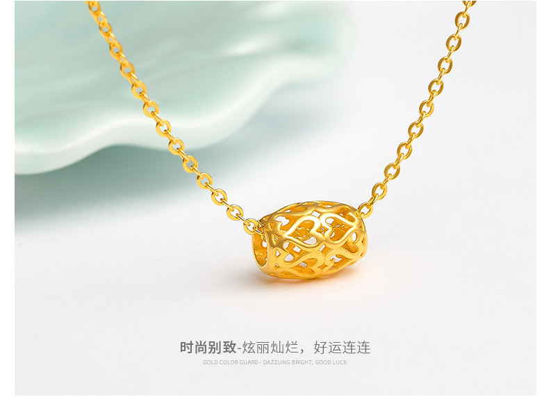 黄金镂空转运珠项链足金女款