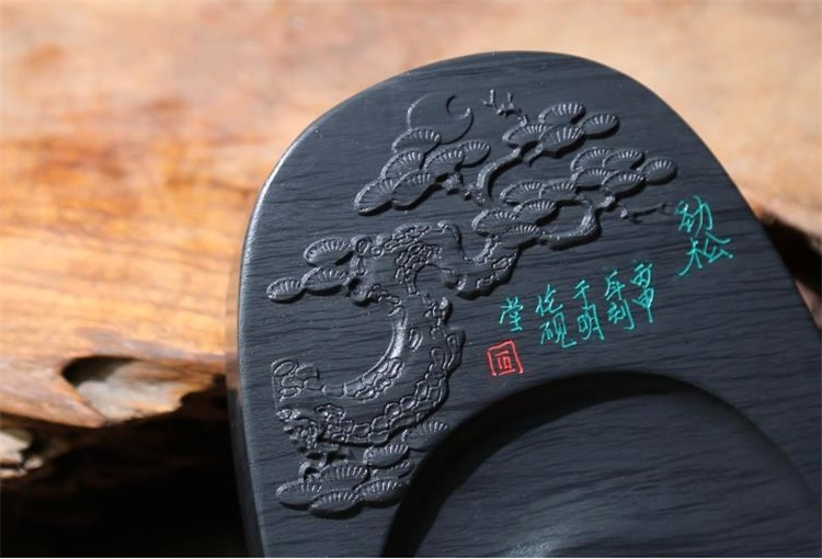 劲松暗香天然原石砚台，文房四宝精品砚台
