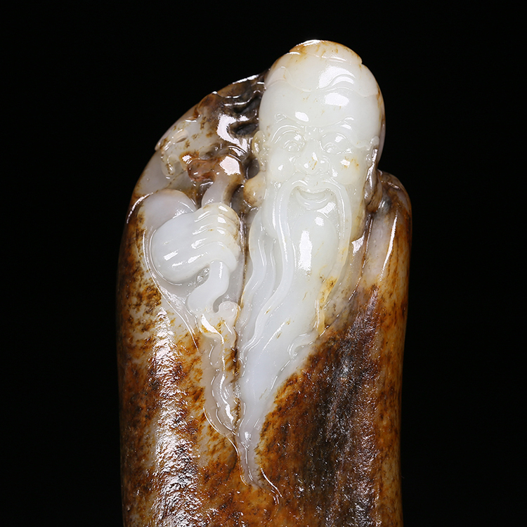 天然白玉寿星手玩件，和田玉挂件籽料