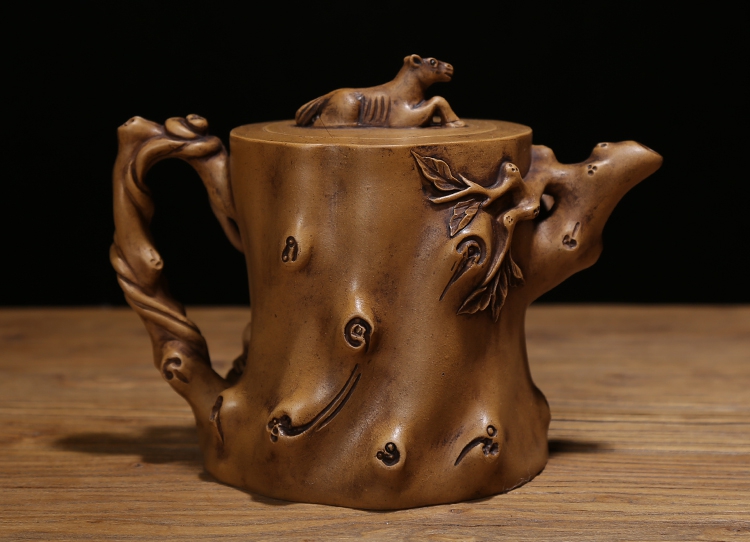 清代名家陈鸣远纯手工制作紫砂老茶壶