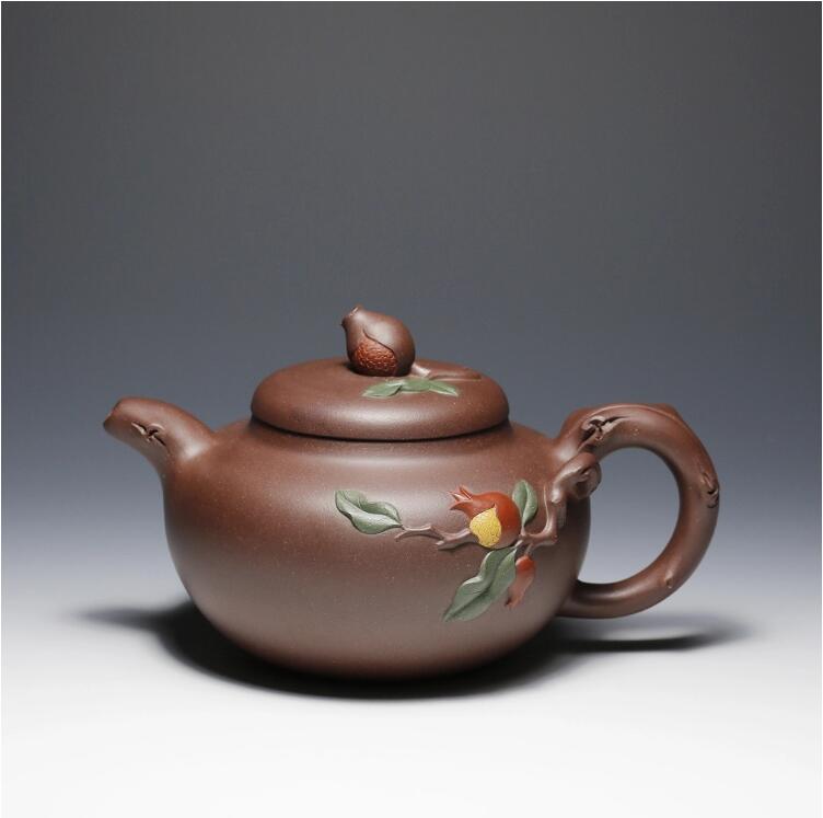 全手工宜兴紫泥茶壶春华秋实