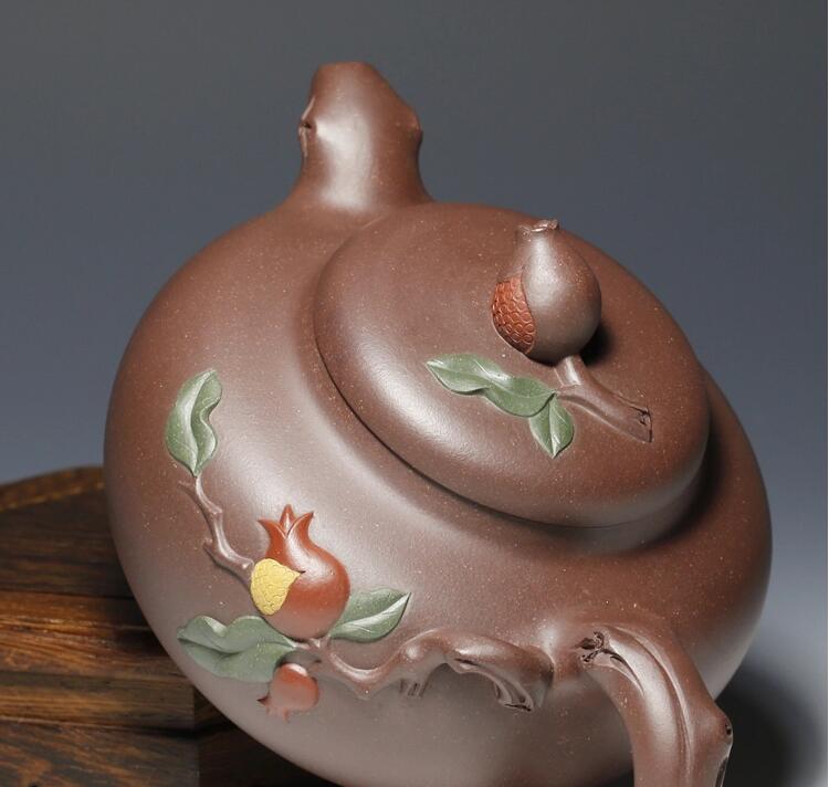 全手工宜兴紫泥茶壶春华秋实