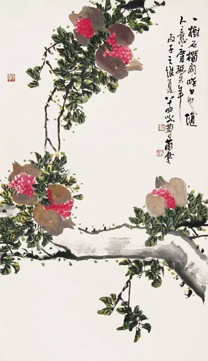 32幅曹简楼国画石榴图：石榴令人垂涎欲滴！