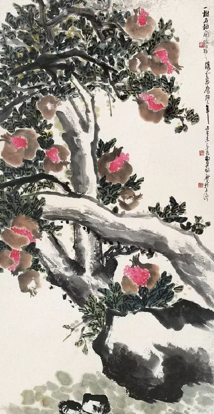 32幅曹简楼国画石榴图：石榴令人垂涎欲滴！