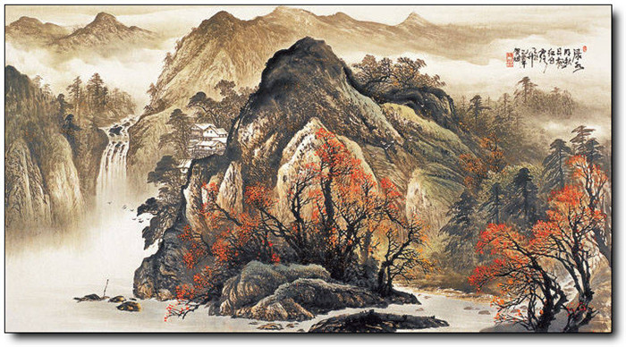 巍峨大气的山水风景水墨国画作品欣赏