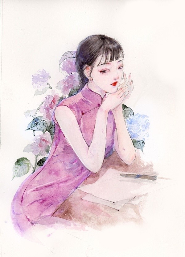 9款风情万种旗袍女子插画：一种倾国倾城的美
