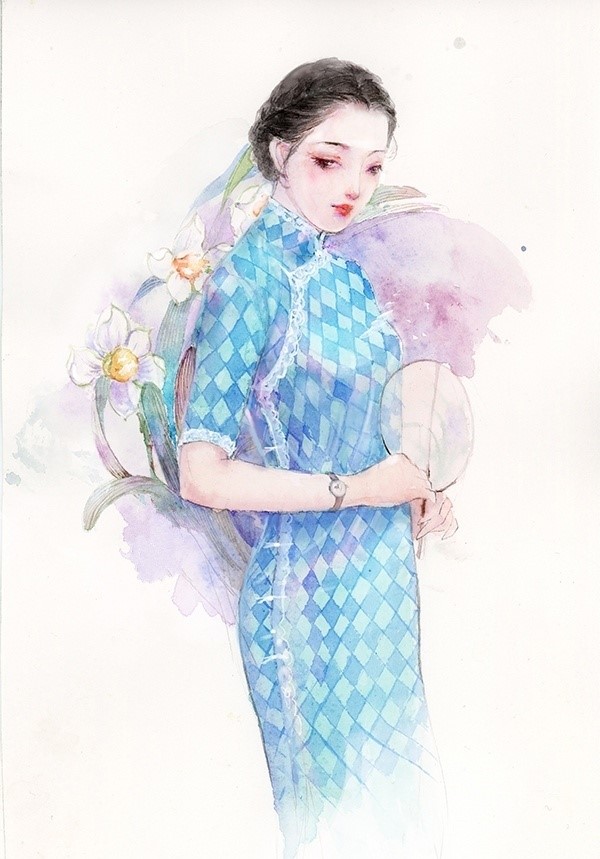 9款风情万种旗袍女子插画：一种倾国倾城的美