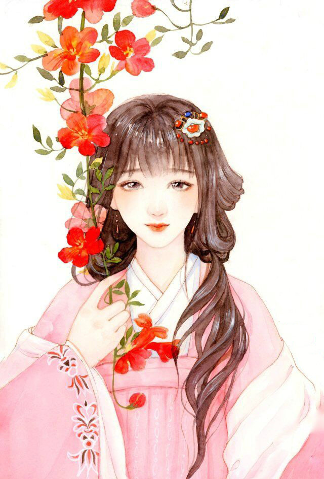 十款唯美古风图片：一组古风女子插画
