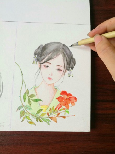 一组古风插画女子步骤图：画出唯美古风女子
