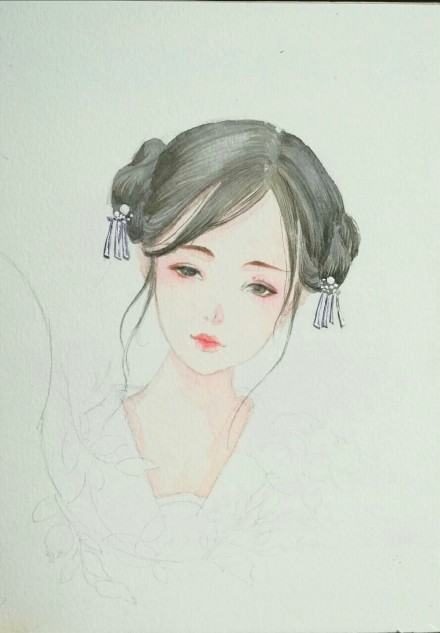 一组古风插画女子步骤图：画出唯美古风女子