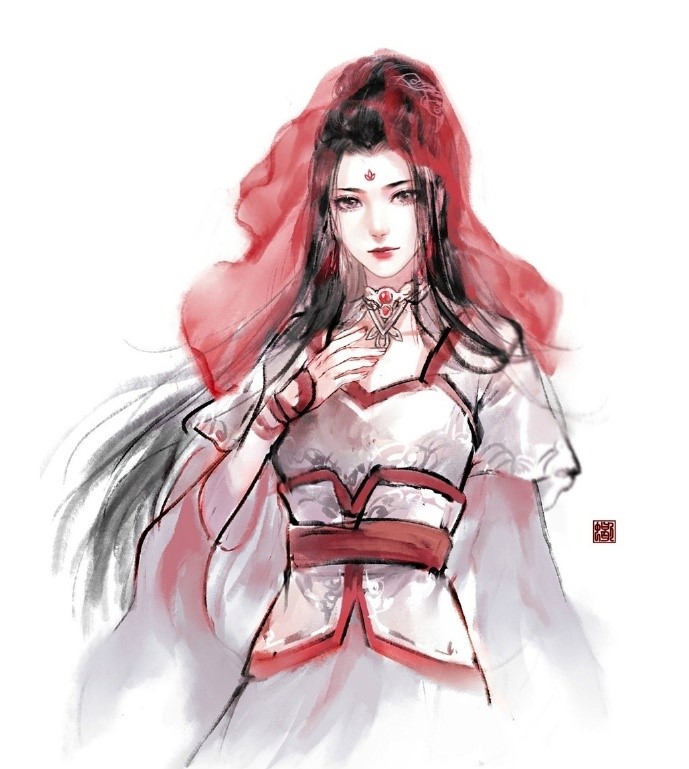 六款唯美古风图片：情有独钟的红妆