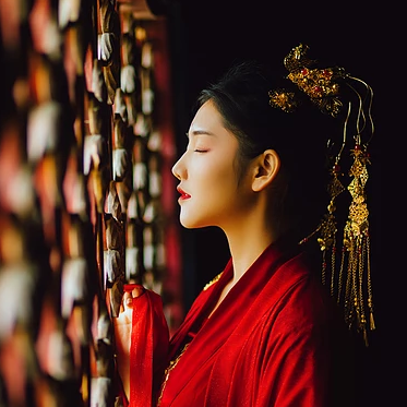 惊艳红衣女生头像，唯美古风真人头像