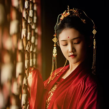 惊艳红衣女生头像，唯美古风真人头像