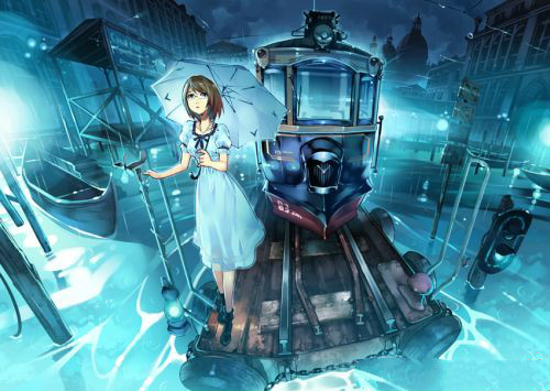 蓝色系唯美插画图片